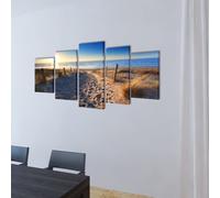 5 pz Set Stampa su Tela da Muro Spiaggia di Sabbia 200 x 100 cm