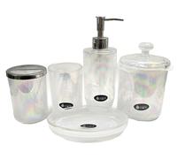 5 Pz SIMPLE CHOICE Bianco Cloud Arcobaleno, Prism Vetro Dispenser, Jar, Tumbler,