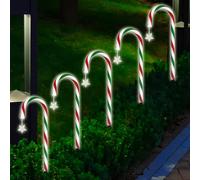 5 Pz Solare Giardino Luci Natale Bastone Outdoor Luci Fiocco di neve Stella Natale Decorazioni Caldo Luce per Cantiere Patio Home Vacanze 8 Modalità (Star)