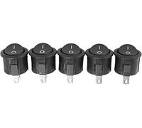 5 Pz Spst Pulsante Nero On/Off Rotondo Interruttore A Bilanciere AC 6A/125V 3A/250VUtile