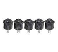 5 Pz SPST Pulsante Nero On/Off Rotondo Rocker AC 6A125V 3A250V