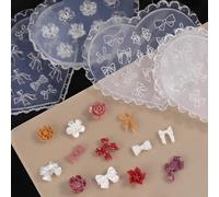 5 PZ Stampi per Colata di Charm in Resina a Forma di Fiore Farfalla Fiocco Cuore Stampo in Silicone per Charm Nail Art 3D Strumento per Creazione Decorazioni Nail Art Fai da Te, 5 Stili