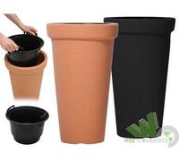 5 PZ VASO PIANTE INTERNO ESTERNO ALTO FINITURA PIETRA COL. NERO TONDO 30XH50 CM