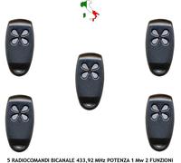 5 RADIOCOMANDI BICANALE 433,92 MHz CODICE VARIABILE A 10 DIPSWITCH SECURVERA