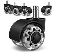 5 Rotelle da Ufficio per Sedie, Rotelle Set di 5pcs(11mm x 22mm) da Ufficio per Mobili Rotelle Girevoli Silenziose di Ricambio Universali - MAX 250 k Nero
