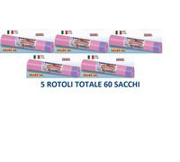 5 ROTOLI BUSTE(TOT 60 BUSTE)CON LACCI PROFUMATE FATIGATI FRESCHISSIMO ROSA 55X65