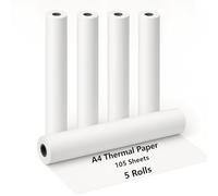 5 Rotoli Carta Termica A4 per Stampante Portatile, Carta Termica A4, Carta per Stampante Termica, Senza BPA, per Documenti, Foto, Contratt, Circa 21 fogli/rotolo, 21cm x 6.2m