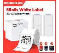 5 rotoli di carta termica per etichette Niimbot bianca impermeabile per mini stampante di codici a barre tascabile per adesivi B21 B1 B203 Stampa nome