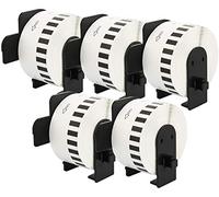 5 Rotoli DK22225 DK-22225 38mm x 30,48m Etichette adesive continuo compatibili per Brother P-Touch QL-500 QL-550 QL-560 QL-570 QL-700 QL-800 QL-810W QL-820NWB QL-1050 QL-1060N QL-1100 QL-1110NWB