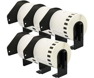 5 Rotoli DK22251 DK-22251 62mm x 15,24m Etichette adesive continuo compatibili per Brother P-Touch QL-800 QL-810W QL-820NWB, Nero/Rosso su Nianco