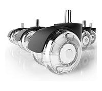 5 ruote per sedia da ufficio con ruote doppie da 2 pollici, ruote in gomma ad alte prestazioni, silenziose, per proteggere pavimenti in legno, tappeti e piastrelle per tutti i pavimenti, 11 x 22 mm