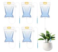 5 sacchetti per irrigazione a goccia, 3,5 l, sistema automatico con flusso regolabile, interruttore valvola, irrigazione contagocce per piante