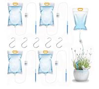 5 sacchetti per irrigazione a goccia, 3,5 litri, sistema di irrigazione automatico con flusso regolabile, interruttore della valvola, irrigazione a goccia per piante, irrigazione in vacanza, balcone