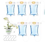 5 sacchetti per irrigazione a goccia per piante da 3,5 l, sistema di irrigazione automatico con interruttore per valvola di flusso regolabile, irrigazione a goccia per piante in balcone di vacanza