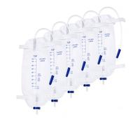 5 sacchetti per urina da 750 ml, per catetere da viaggio | Sacchetto di drenaggio, tubo da 45 cm e valvola anti-reflusso, in plastica, per incontinenza, per uomini e donne, trasparente