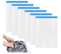 5 sacchetti sottovuoto per indumenti, sacchetto sottovuoto da viaggio, sacchetto per riporre gli indumenti in auto, sacchetto sottovuoto che non richiede una pompa per vuoto, 60×40 cm, trasparente