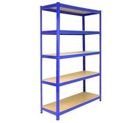 5 Scaffali in Acciaio Senza Bulloni T-Rax Blu Larghi 120cm per Magazzino e Box