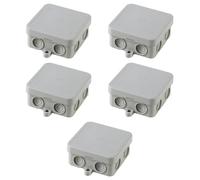 5 Scatole di derivazione esterne IP55, quadrata 65 x 65 x 30 mm, scatola di giunzione per impianto elettrico, impermeabile, con passacavi, grigio, coperchio a pressione, ideale per illuminazione