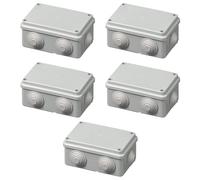 5 Scatole di derivazione esterne IP55, rettangolare 120 x 80 x 50 mm, scatola di giunzione per impianto elettrico, impermeabile, con passacavi, grigio, coperchio a vite, ideale per illuminazione