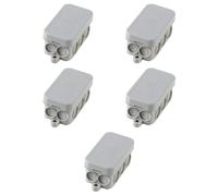 5 Scatole di derivazione esterne IP55, rettangolare 71 x 33 x 30 mm, scatola di giunzione per impianto elettrico, impermeabile, con passacavi, grigio, coperchio a pressione, ideale per illuminazione