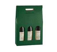 5 scatole per 3 Bottiglie Vino Verticali Modello bordolese, borgognotta robuste strenne Natalizie Cartone accoppiato e Maniglia Esterna cm.27x9x38,5h 3 Seta Verde