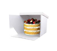 5 Scatole per torta bianche in cartoncino rigido rigato 41 x 41 x h 25 cm