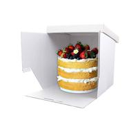 5 Scatole per torta bianche in cartoncino rigido rigato 41 x 41 x h 40 cm