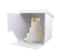 5 Scatole per torta bianche in cartoncino rigido rigato 51 x 51 x h 50 cm