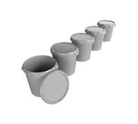 5 secchi con coperchio, 30 litri, realizzati in Germania, adatti per alimenti, stabili, ermetici, secchio per la conservazione di cibo, forniture per ufficio, camera dei bambini, uso domestico