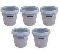 5 secchi da 20 litri con coperchio trasparente, impilabili per latte/scorta, in plastica con rilascio alimentare, contenitori per alimenti per farina, secchi per acqua, 5 pezzi
