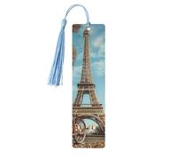 5 segnalibri in legno con nappe, con stampa Torre Eiffel, segnalibro per lettura di libri, regali per uomini e donne
