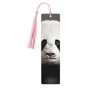 5 segnalibri in legno con nappe, in legno, stile vintage, con adorabile testa di panda, fatti a mano, per leggere le pagine, etichette da appendere in legno, ornamento per gli amanti dei libri