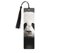 5 segnalibri in legno con nappe, in legno, stile vintage, con adorabile testa di panda, fatti a mano, per leggere le pagine, etichette da appendere in legno, ornamento per gli amanti dei libri