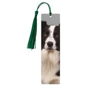 5 segnalibri in legno con nappe, in legno, stile vintage, con Border Collie, fatti a mano, per leggere le pagine, etichette da appendere in legno, ornamento per gli amanti dei libri