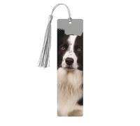 5 segnalibri in legno con nappe, in legno, stile vintage, con Border Collie, fatti a mano, per leggere le pagine, etichette da appendere in legno, ornamento per gli amanti dei libri
