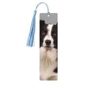 5 segnalibri in legno con nappe, in legno, stile vintage, con Border Collie, fatti a mano, per leggere le pagine, etichette da appendere in legno, ornamento per gli amanti dei libri