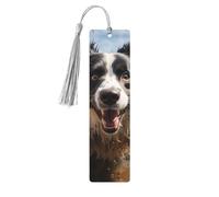 5 segnalibri in legno con nappe, in legno, stile vintage, con border, collie, fatti a mano, per leggere pagine, etichette da appendere, ornamento per gli amanti dei libri