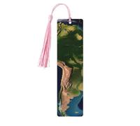 5 segnalibri in legno con nappe, in legno, stile vintage, con immagine satellitare del Sud America, fatti a mano, per leggere le pagine, etichette da appendere, ornamento per gli amanti dei libri