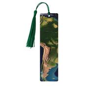 5 segnalibri in legno con nappe, in legno, stile vintage, con immagine satellitare del Sud America, fatti a mano, per leggere le pagine, etichette da appendere, ornamento per gli amanti dei libri