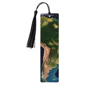 5 segnalibri in legno con nappe, in legno, stile vintage, con immagine satellitare del Sud America, fatti a mano, per leggere le pagine, etichette da appendere, ornamento per gli amanti dei libri