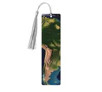 5 segnalibri in legno con nappe, in legno, stile vintage, con immagine satellitare del Sud America, fatti a mano, per leggere le pagine, etichette da appendere, ornamento per gli amanti dei libri