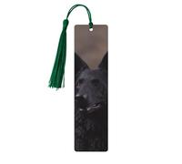 5 segnalibri in legno con nappe, in legno, stile vintage, con pastore tedesco, fatti a mano, per leggere le pagine, etichette da appendere, ornamento per gli amanti dei libri