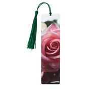 5 segnalibri in legno con nappe, in legno, stile vintage, con petali di rosa, fatti a mano, per leggere le pagine, etichette da appendere, ornamento per gli amanti dei libri