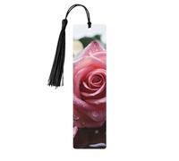 5 segnalibri in legno con nappe, in legno, stile vintage, con petali di rosa, fatti a mano, per leggere le pagine, etichette da appendere, ornamento per gli amanti dei libri