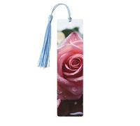5 segnalibri in legno con nappe, in legno, stile vintage, con petali di rosa, fatti a mano, per leggere le pagine, etichette da appendere, ornamento per gli amanti dei libri