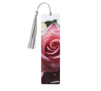 5 segnalibri in legno con nappe, in legno, stile vintage, con petali di rosa, fatti a mano, per leggere le pagine, etichette da appendere, ornamento per gli amanti dei libri