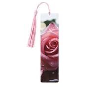 5 segnalibri in legno con nappe, in legno, stile vintage, con petali di rosa, fatti a mano, per leggere le pagine, etichette da appendere, ornamento per gli amanti dei libri