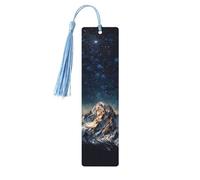 5 segnalibri in legno con nappe, in legno, stile vintage, motivo: notte stellata, montagne, fatti a mano, per leggere le pagine, etichette da appendere in legno, ornamento per gli amanti dei libri