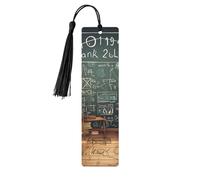 5 segnalibri in legno con nappe, in legno, stile vintage, per matematica, fatti a mano, per leggere pagine, etichette da appendere, ornamento per gli amanti dei libri