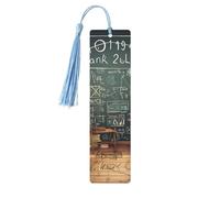 5 segnalibri in legno con nappe, in legno, stile vintage, per matematica, fatti a mano, per leggere pagine, etichette da appendere, ornamento per gli amanti dei libri